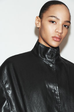 QUILTED LEATHER EFFECT BOMBER JACKET - Zara фото 15