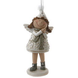 Фигурка декоративная подвесная "Девочка-ангел", L5 W3,5 H11 см, 3в.