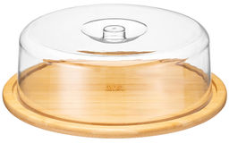 Блюдо сервировочное 29*29*9 см, бамбуковое с пластиковой крышкой