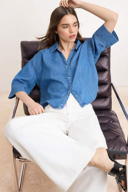 Mavi Tencel Kar?s?ml? Denim Gomlek TWOSS26GO00120