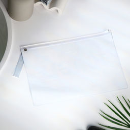 Цена за 2 шт. Косметичка для бассейна с застёжкая зип-лок, большая, принт Тропический, прозрачная/зелёная - Simaland фото 2