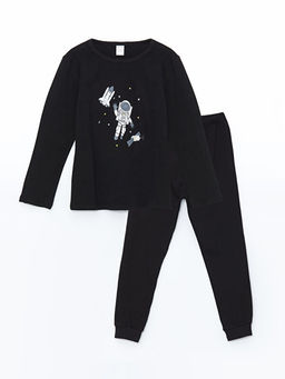 Bisiklet Yaka Uzun Kollu Bask?l? Erkek Bebek Pijama Tak?m?