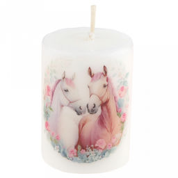 Свеча Цилиндр д4см, h6см, парафин, с декором, Пара, белый, время горения 8 часов, Символ 2026 года (Россия)