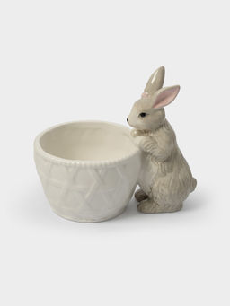 Конфетница, 12х16 см, керамика, молочно-серая, Кролик с корзинкой, Brown Rabbit