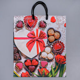 Цена за 10 шт. Пакет Сладкое сердце, полиэтиленовый с пластиковой ручкой, 38?45 см, 100 мкм