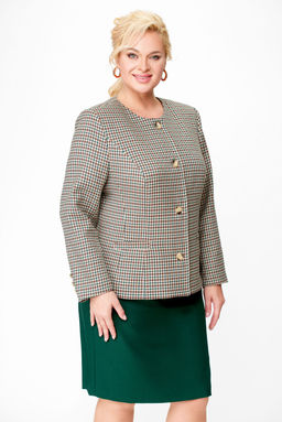 Костюм Swallow 689 бежево-зеленая клетка+зеленый фото 11
