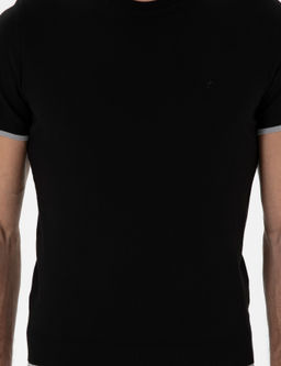 Siyah Slim Fit Bisiklet Yaka Triko T-shirt - Cacharel фото 6