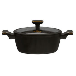 Кастрюля а/п литая 3 л с индукционным дном, стекл. крышка, d=22 см цвет: чёрный (R-27422) "МАРУСЯ"