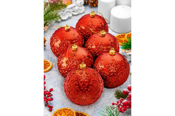 Набор 6 новогодних шаров 9,5*9,5 см Красный - Elan gallery фото 6