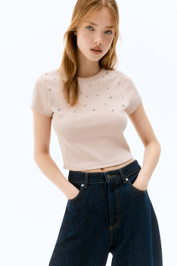 Camiseta cropped con detalles decorativos - H&m фото 2