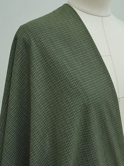 Пестрядь Мелкая клетка цв.бежевый/еловая хвоя, ш.1.45м, хлопок-100%, 120гр/м.кв - Купава фото 2