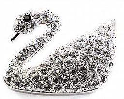 Брошь в стразах Лебедь PR2447