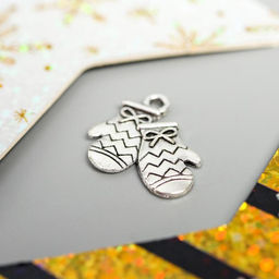 Цена за 10 шт. Декор для творчества металл «Варежки» серебро 1.7×1.6 см