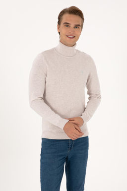 Erkek Slim Fit Bo_azl_ Yaka Ta_ Basic Kazak