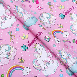 Цена за 10 шт. Бумага упаковочная глянцевая двусторонняя Единороги, 70 х 100 см - UPAK LAND фото 2