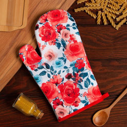 Цена за 2 шт. Варежка Доляна «Розы» 26×16 см, 100% п/э