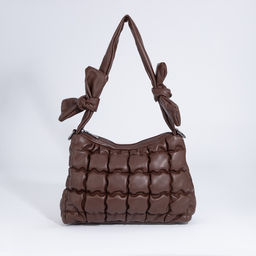 Сумка-мешок на молнии, длинный ремень, цвет коричневый