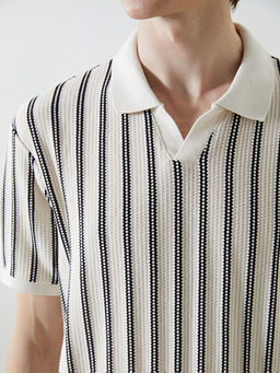 Polo Yaka K?sa Kollu ?izgili Erkek Ti??rt