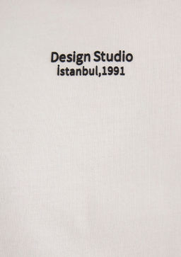 Bask?l? Beyaz Tisort - Mavi фото 7