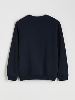 Bisiklet Yaka Bask?l? Erkek Sweatshirt