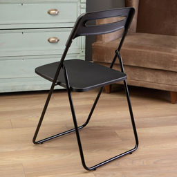 Стул пластиковый складной, на металлических ножках, цвет чёрный