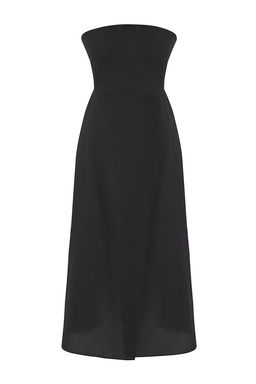 Trendyolmilla Cini Desenli Straplez Maxi Dokuma %100 Pamuk Plaj Elbisesi TBESS25EL00093  фото 5