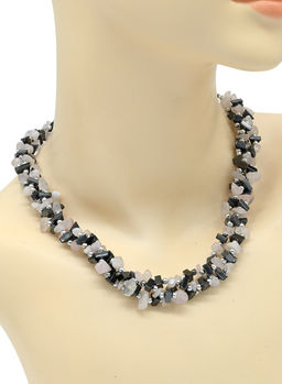 Бусы из гематита и розового кварца крошка 6*9мм, 45см