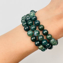 Бусины для украшений из Мохового агата (43 бусины)