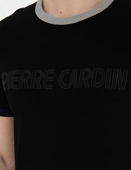 Siyah Slim Fit Bisiklet Yaka Triko Ti__rt - Pierre cardin фото 7