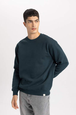 Базовый свитшот Oversize с круглым вырезом - Defacto фото 4