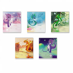 Цена за 10 шт. Тетрадь школьная ученическая ErichKrause Дракончики, 12 листов, клетка, выборочный УФ-лак с глиттером (в плёнке по 10 шт.)_MIX-PACK  фото 2