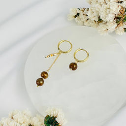 Серьги на цепочке из Жемчуга тон.