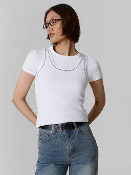 Топ женский белый с широкими бретелями - Mark formelle фото 4