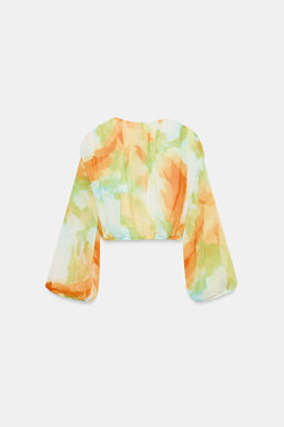 BLUSA CORTA ESTAMPADA / TYEAMARILLO