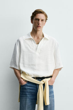 CAMISA POLO FLUIDA PESPUNTES / Crudo - Zara фото 2