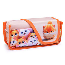 Пенал "Angry Cat" 21x9x5,5 см, износостойкий полиэстер с водоотталкивающей пропиткой, отделение на молнии, прямоугольный для 45 предметов, наружный карман на молнии, ассиметричная створка на липучке, полноцветная печать