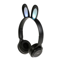 Наушники детские, беспроводные, накладные, с ушками зайца, Y08R, Bluetooth 5.1, с микрофоном, с подсветкой, 400 мАч, чёрные