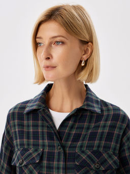 Блузка женская дл. рук. KATHARINA KROSS KK-B-0036F-FR-сине-зеленый, клетка  фото 2