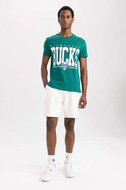 DeFactoFit Футболка из 100% хлопка с короткими рукавами и круглым вырезом NBA Milwaukee Bucks стандартного кроя  фото 4