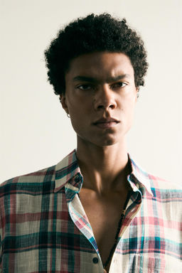 CAMISA RELAXED FIT ESTRUCTURA CUADROS / Multicolor - Zara фото 5