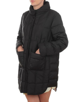 H24-322 BLACK Куртка пуховая облегченная женская (белый утиный пух) - Фабричный китай фото 5