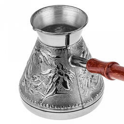 Турка медная 640мл "Ромашка", д11см, h11,5см, s0,8мм, деревянная ручка (Россия)