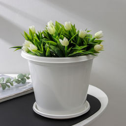 Цена за 2 шт. Горшок для цветов с поддоном «Альтернатива. Эконом», 3 л, пластиковый, белый