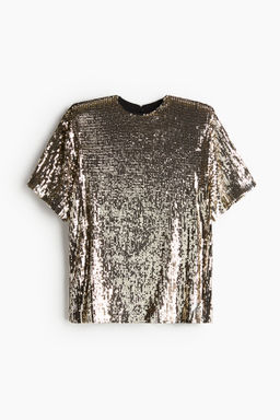 Camiseta de lentejuelas con hombreras