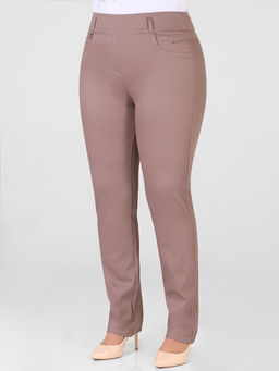 Брюки больших размеров коричневые летние женские - Almond фото 4