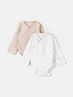Комплект боди-кимоно с наружными швами Сливки/Крем-брюле 2 шт 0+