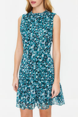 TRENDYOLMILLA Kiremit Cicekli A Kesim F?rf?rl? Astarl? Mini Dokuma Elbise TWOSS20EL0681  фото 6