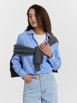 Рубашка женская синяя в полоску