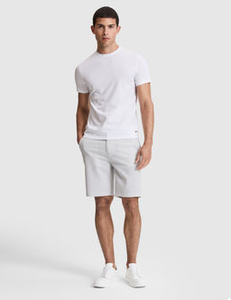 Beyaz Slim Fit %100 Pamuk Bisiklet Yaka Likral_ Basic Ti__rt