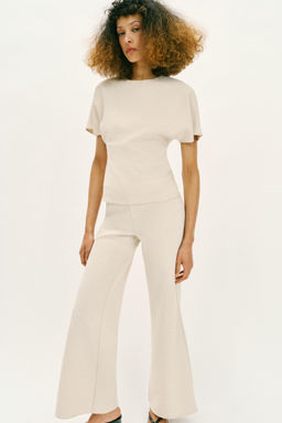 PANTAL?N ANCHO STRETCH / Crudo - Zara фото 3
